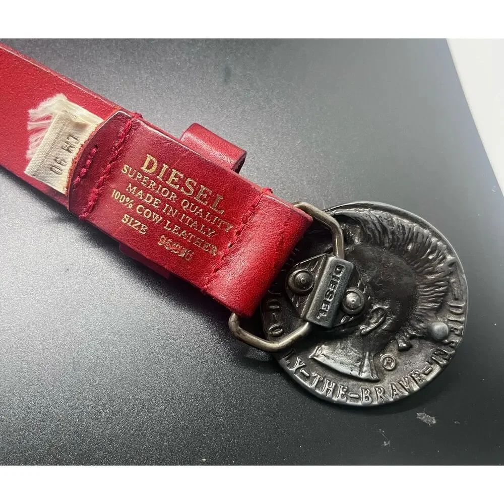 Red Diesel Genuine Leather Belt Made in Italy Casual Classic Durable Pristine